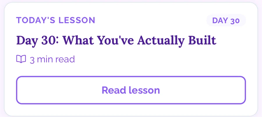 Today's lesson card in the app